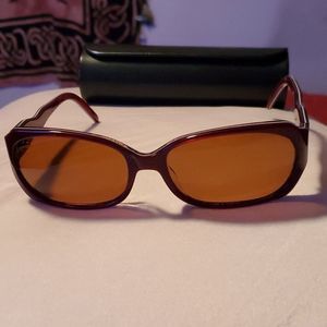 Ellen Tracy Vesta‎ Burgundy Sunglasses with Hard Leather Case